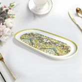 Lemon Tree HJ1006 Ceramic Fine Porcelain 13-Inch Oval Platter –  Elegant Serving Tray for Snacks, Appetizers & Desserts with High-Quality Decal Prints